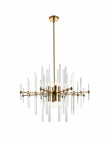 Sienna 31 Inch Crystal Rod Pendant In Gold (2502D31SG)
