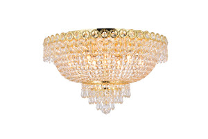 Century 9 Light Gold Flush Mount Clear Royal Cut Crystal (V1900F20G/RC)