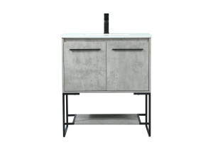 30 Inch Single Bathroom Vanity In Concrete Grey (VF42530MCG)