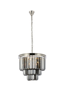 Sydney 9 Light Polished Nickel Chandelier Silver Shade (Grey) Royal Cut Crystal (1231D20PN-SS/RC)