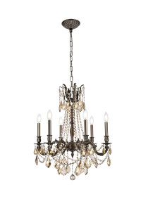Rosalia 6 Light Pewter Chandelier Golden Teak (Smoky) Royal Cut Crystal (9206D23PW-GT/RC) Rosalia 6 Light Pewter Chandelier Golden Teak (Smoky) Royal Cut Crystal (9206D23PW-GT/RC)