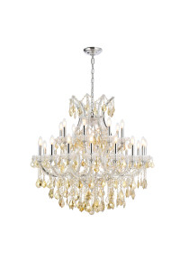 Maria Theresa 24 Light Chrome Chandelier Golden Teak (Smoky) Royal Cut Crystal (2800D36C-GT/RC)