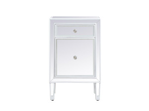 18 Inch Mirrored End Table In White (MF72035WH)