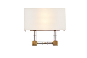 Cristal 2 Light Burnished Brass Wall Sconce With Clear Crystal (1461W13BB)