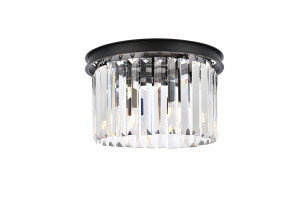 Sydney 3 Light Matte Black Flush Mount Clear Royal Cut Crystal (1238F16MB/RC)
