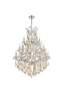 Maria Theresa 28 Light Chrome Chandelier Golden Teak (Smoky) Royal Cut Crystal (2800D38C-GT/RC)