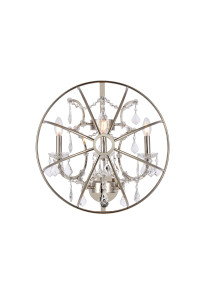 Geneva 3 Light Polished Nickel Wall Sconce With Clear Crystal (1130W21PN/RC)