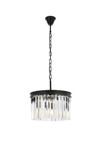 Sydney 3 Light Matte Black Pendant Clear Royal Cut Crystal (1208D16MB/RC)