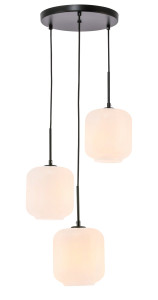 Collier 3 Light Black Pendant With Frosted White Glass (LD2275BK)