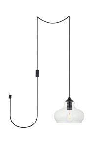 Destry 1 Light Black Plug-In Pendant With Clear Glass (LDPG2246BK) Destry 1 Light Black Plug-In Pendant With Clear Glass (LDPG2246BK)