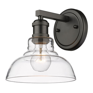 Carver BLK 1 Light Bath Vanity in Matte Black with Clear Glass Shade (0305-BA1 BLK-CLR) Carver BLK 1 Light Bath Vanity in Matte Black with Clear Glass Shade (0305-BA1 BLK-CLR)