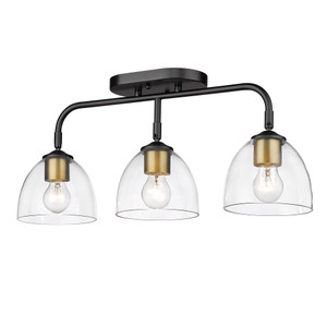 Roxie 3 Light Semi-Flush in Matte Black with Brushed Champagne Bronze Accents and Clear Glass Shade (6958-3SF BLK-BCB-CLR) Roxie 3 Light Semi-Flush in Matte Black with Brushed Champagne Bronze Accents and Clear Glass Shade (6958-3SF BLK-BCB-CLR)