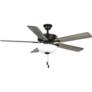 AirPro 52 in. Matte Black 5-Blade ENERGY STAR Rated AC Motor Transitional Ceiling Fan with Light (P250078-31M-WB)