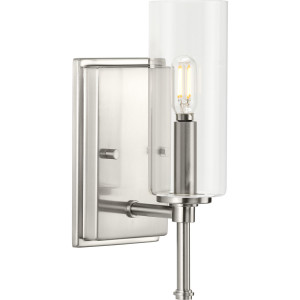 Elara Collection One-Light New Traditional Brushed Nickel Clear Glass Bath Vanity Light (P300356-009)