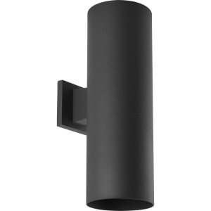 6" Outdoor Up/Down Wall Cylinder Two-Light Modern Black Outdoor Wall Lantern with Top Lense (P560292-031) 6" Outdoor Up/Down Wall Cylinder Two-Light Modern Black Outdoor Wall Lantern with Top Lense (P560292-031)