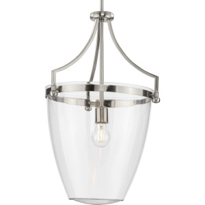 Parkhurst Collection One-Light New Traditional Brushed Nickel Clear Glass Pendant Light (P500361-009)