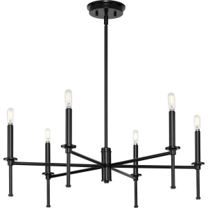 Elara Collection Six-Light New Traditional Matte Black Chandelier Light (P400294-31M)
