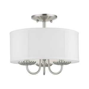 Brookdale 3 Light Brushed Nickel Semi-Flush Mount (42987-91) Brookdale 3 Light Brushed Nickel Semi-Flush Mount (42987-91)