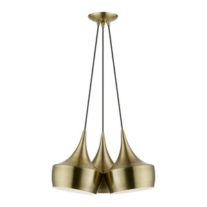 Waldorf 3 Light Antique Brass Cluster Pendant (40993-01)