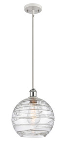 Deco Swirl 1 Light Mini Pendant In White & Polished Chrome (516-1S-Wpc-G1213-10)