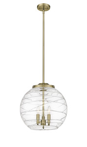 Deco Swirl 3 Light Pendant In Antique Brass (221-3S-AB-G1213-16)