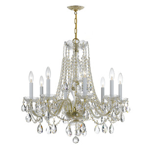 Traditional Crystal 8 Light Polished Brass Chandelier (1138-PB-CL-SAQ)