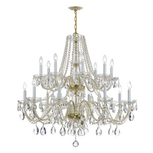 Traditional Crystal 16 Light Polished Brass Chandelier (1139-PB-CL-SAQ)