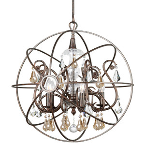 Solaris 5 Light Gold Crystal Bronze Sphere Chandelier (9026-EB-GS-MWP) Solaris 5 Light Gold Crystal Bronze Sphere Chandelier (9026-EB-GS-MWP)