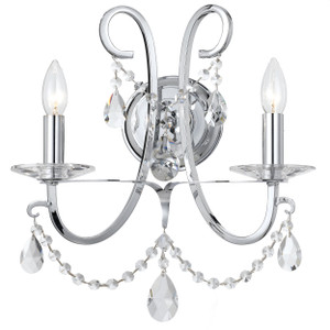 Othello 2 Light Crystal Polished Chrome Sconce (6822-CH-CL-MWP)