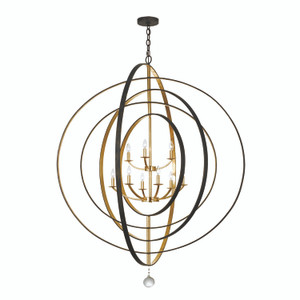 Luna 9 Light Bronze & Antique Gold Chandelier (587-EB-GA)
