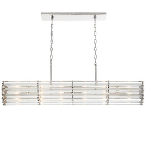Libby Langdon 6 Light Polished Nickel Linear Chandelier (ELL-B3007-PN) Libby Langdon 6 Light Polished Nickel Linear Chandelier (ELL-B3007-PN)