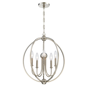 Libby Langdon 5 Light Polished Nickel Chandelier (2247-PN_NOSHADE) Libby Langdon 5 Light Polished Nickel Chandelier (2247-PN_NOSHADE)