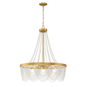 Fiona 4 Light Antique Gold Chandelier with White Beads (FIO-A9104-GA-WH)