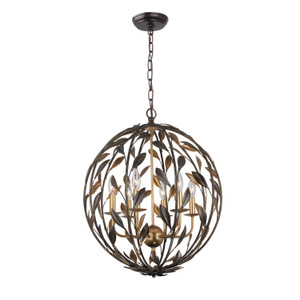 Broche 6 Light Bronze & Antique Gold Sphere Chandelier (506-EB-GA)