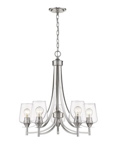 Joliet 5 Light Chandelier in Brushed Nickel (473-5BN)