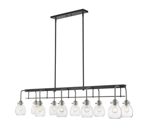 Kraken 10 Light Linear Chandelier in Matte Black + Brushed Nickel (466-10L-MB-BN)