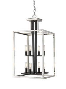 Quadra 8 Light Chandelier in Brushed Nickel + Matte Black (456-8BN-BK)