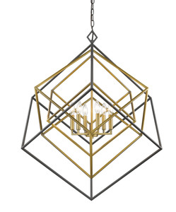 Euclid 6 Light Chandelier in Olde Brass + Bronze (457-6OBR-BRZ)