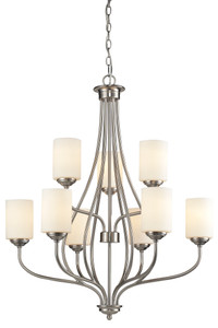 Cardinal 9 Light Chandelier in Brushed Nickel (434-9-BN)