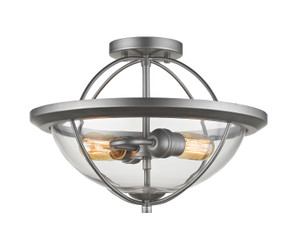 Persis 2 Light Semi Flush Mount in Old Silver (3000SF-OS)
