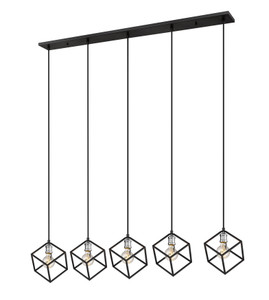 Vertical 5 Light Linear Chandelier in Matte Black + Brushed Nickel (478-5L-MB-BN)
