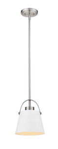Z-Studio 1 Light Pendant in Matte White + Brushed Nickel (726MP-MW+BN)
