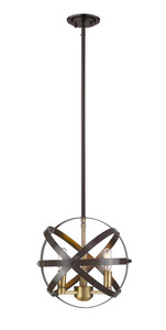 Cavallo 3 Light Pendant in Hammered Bronze + Olde Brass (463-12HBRZ-OBR)