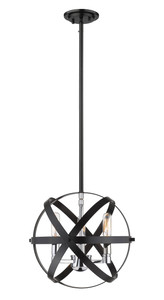 Cavallo 3 Light Pendant in Hammered Black + Chrome (463-12HBK-CH)