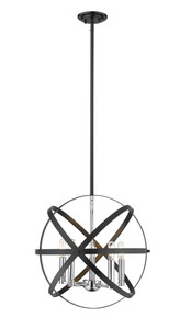 Cavallo 5 Light Pendant in Hammered Black + Chrome (463-18HBK-CH)
