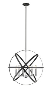 Cavallo 6 Light Chandelier in Hammered Black + Chrome (463-24HBK-CH)
