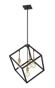 Vertical 4 Light Chandelier in Bronze + Olde Brass (478P24-BRZ-OBR)