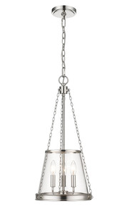 Prescott 3 Light Pendant in Polished Nickel (341P12-PN)