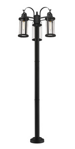 Roundhouse 3 Light Outdoor Post Mounted Fixture in Black (569MP3-567P-BK) Roundhouse 3 Light Outdoor Post Mounted Fixture in Black (569MP3-567P-BK)
