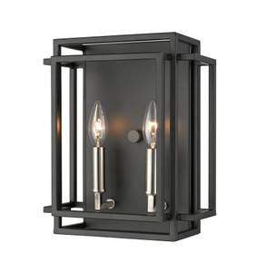 Titania 2 Light Wall Sconce in Black + Brushed Nickel (454-2S-BK-BN) Titania 2 Light Wall Sconce in Black + Brushed Nickel (454-2S-BK-BN)